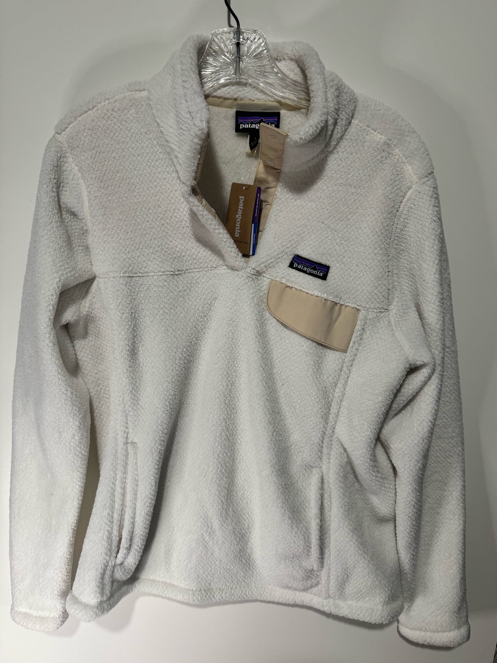 NWT Patagonia Re-Tool Snap-T Fleece Pullover Raw Linen White Size L